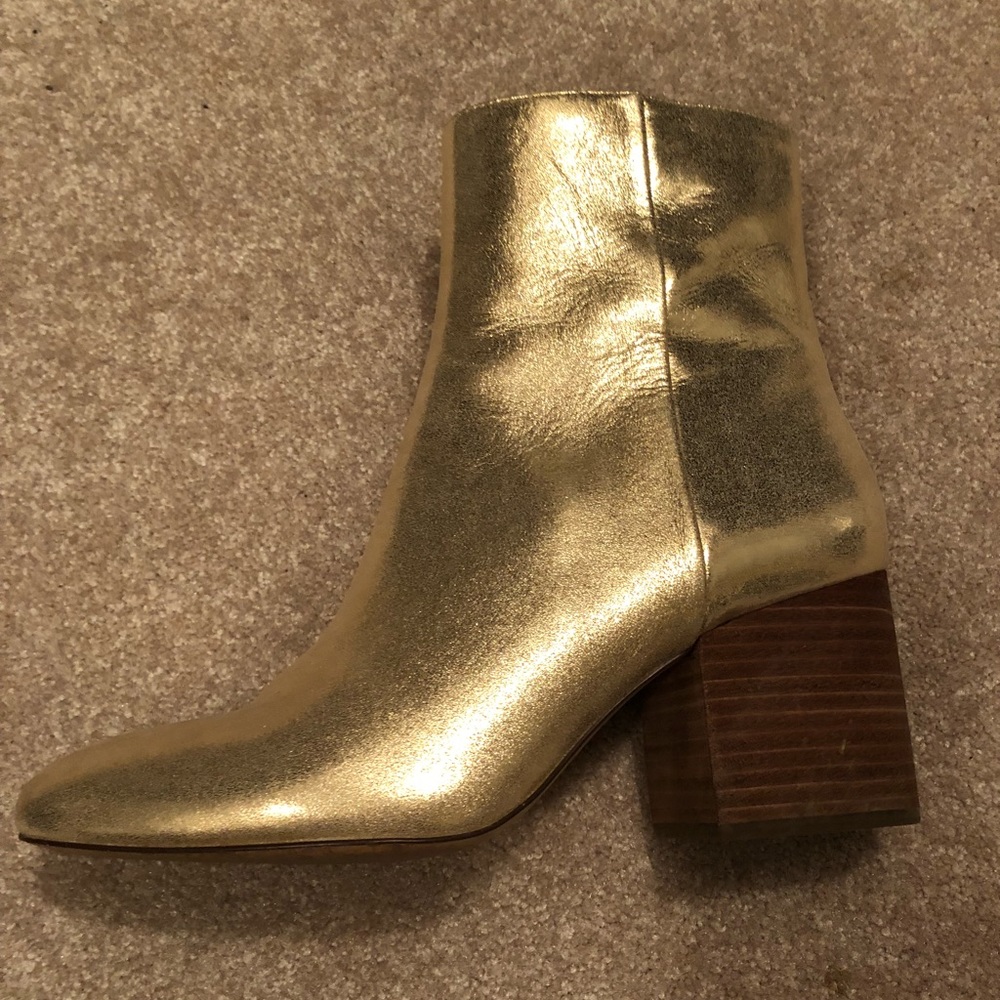 J crew Brand new gold metallic booties